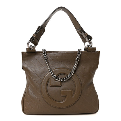 Gucci Sakai Be Green Calfskin Diagonal Stitched Small Blondie Tote Craclet Brown 1 of 11