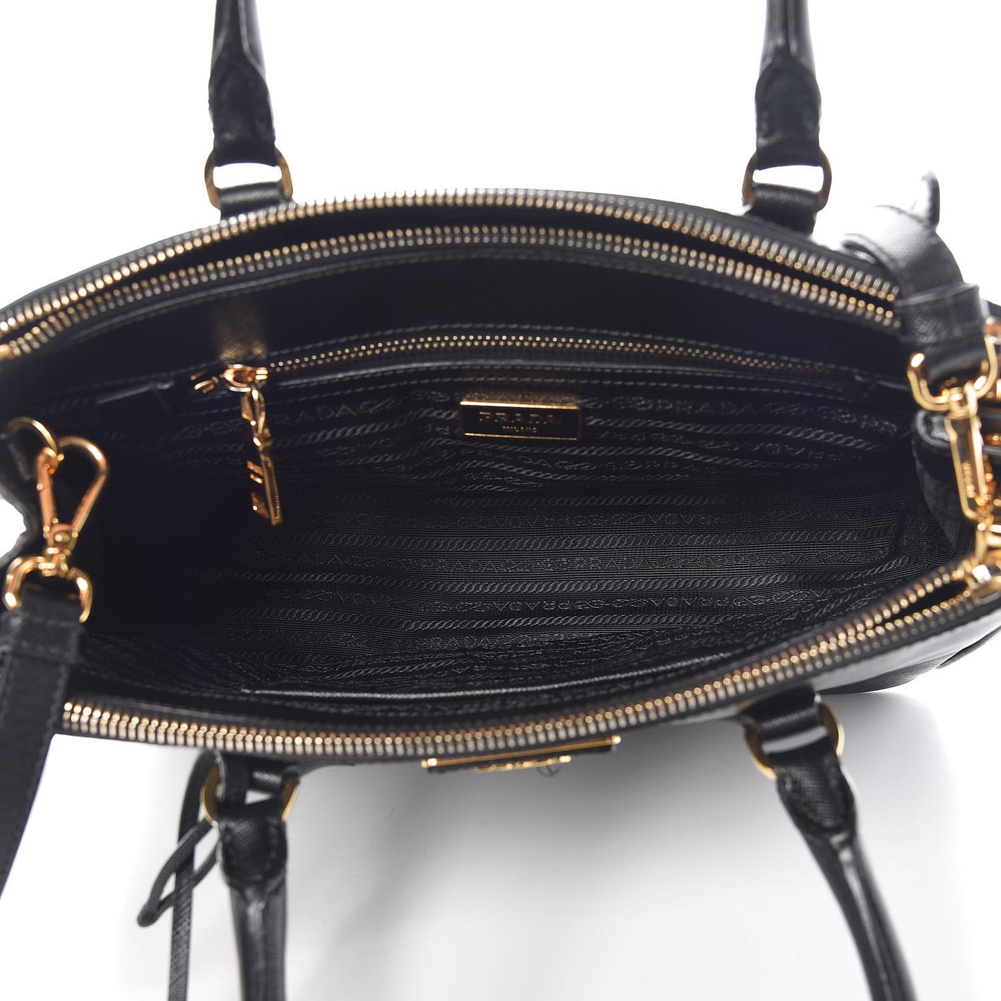 Saffiano Small Galleria Double Zip Tote Black