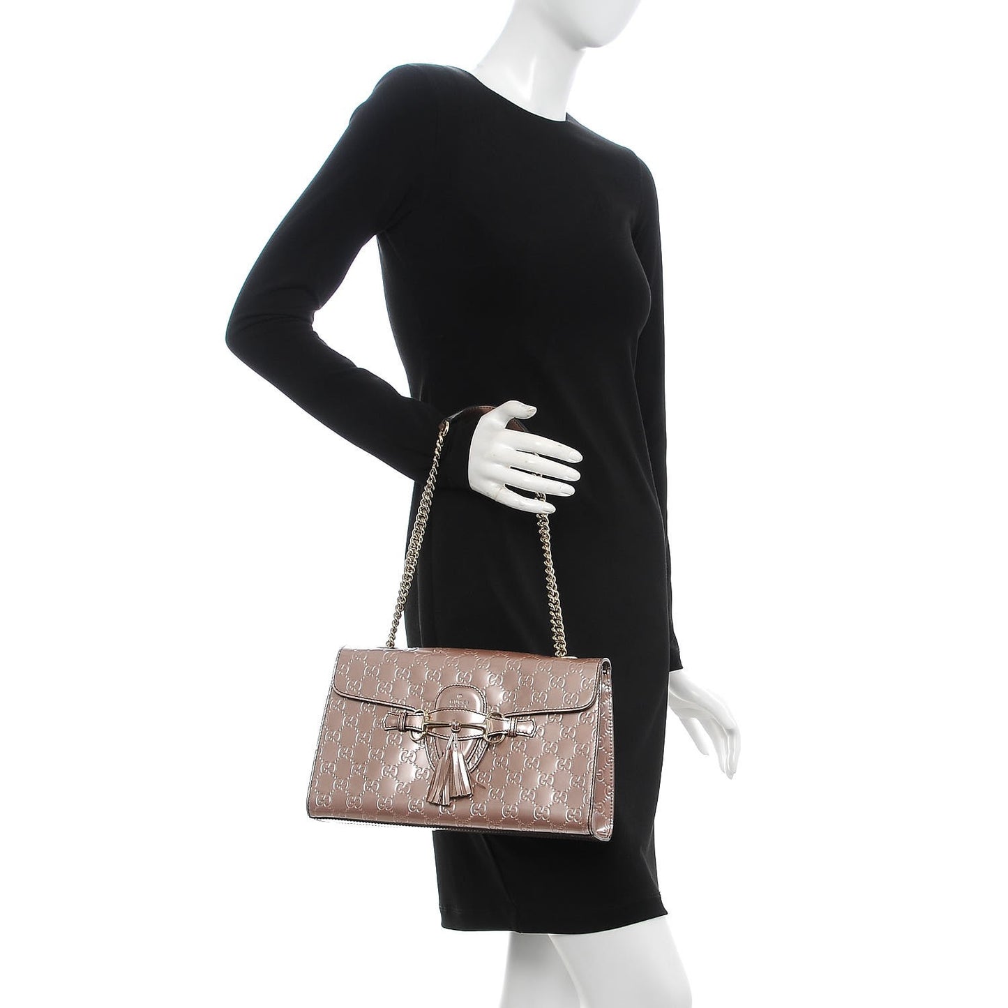 Shine Guccissima Medium Emily Chain Shoulder Bag Dark Cipria