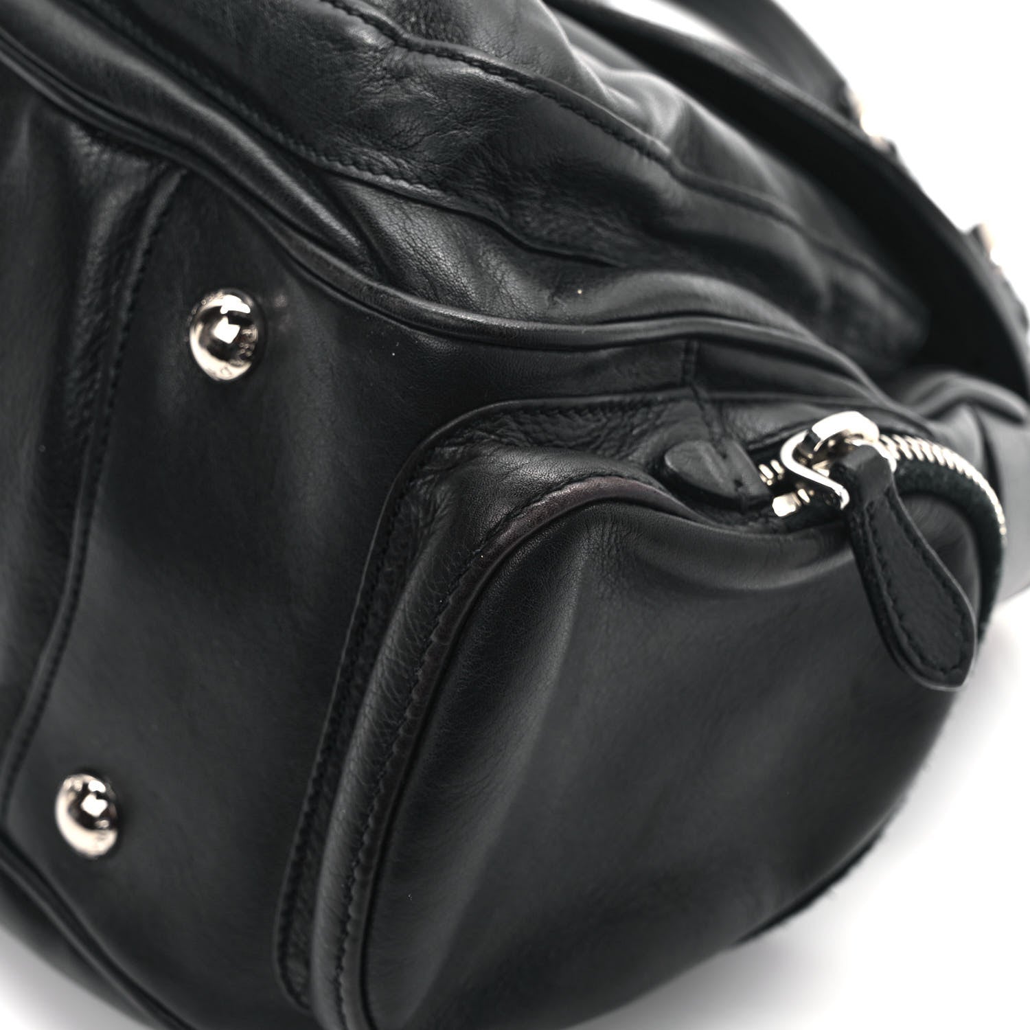 Prada Cervo Antik Easy A Foldover Pushlock Flap Shoulder Bag Black 11 of 14