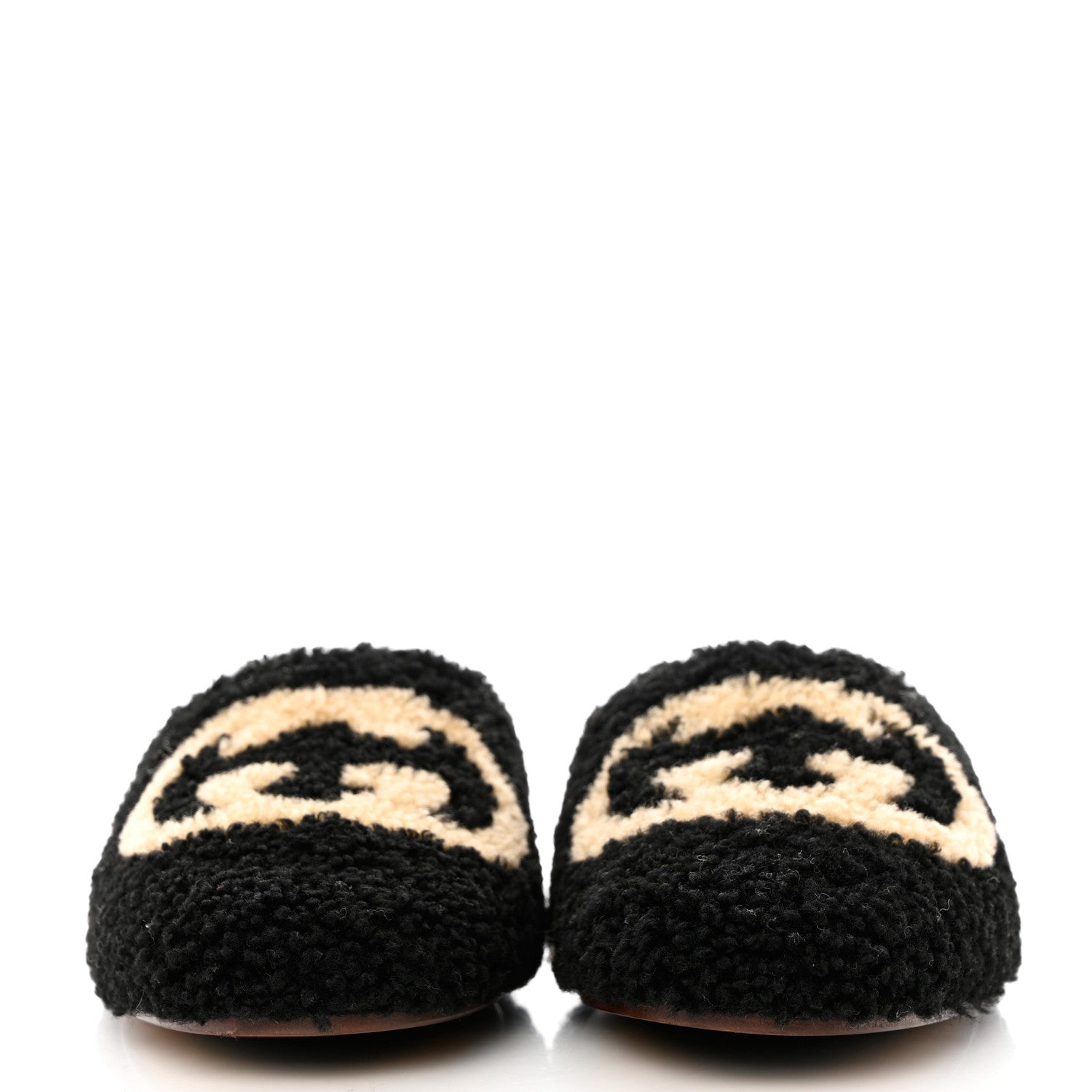 Gucci Shearling Interlocking G Womens Eileen Slippers 37 Black Butterscotch 2 of 10