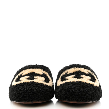 Gucci Shearling Interlocking G Womens Eileen Slippers 37 Black Butterscotch 2 of 10