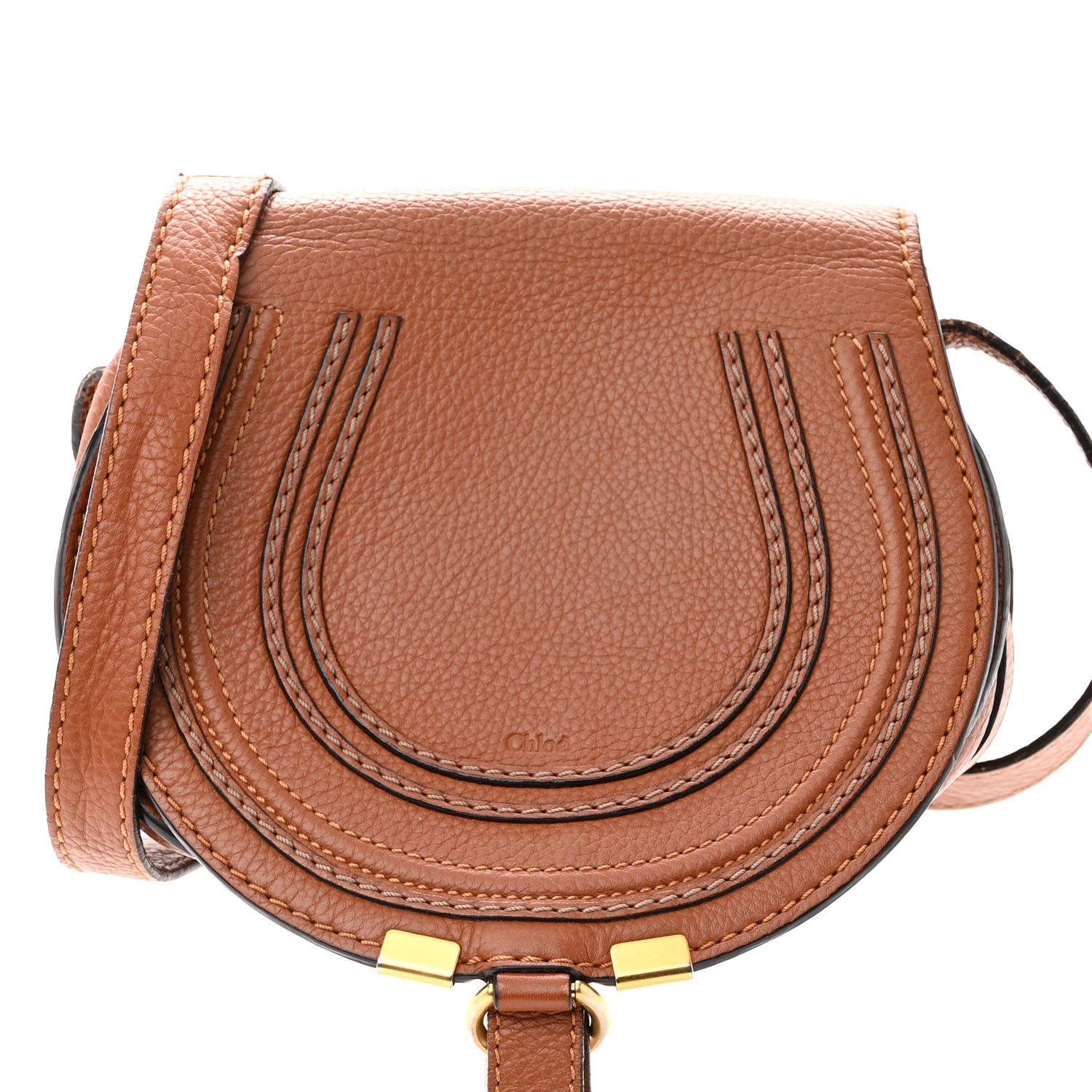 Chloe Calfskin Mini Marcie Round Crossbody Bag Tan 8 of 13