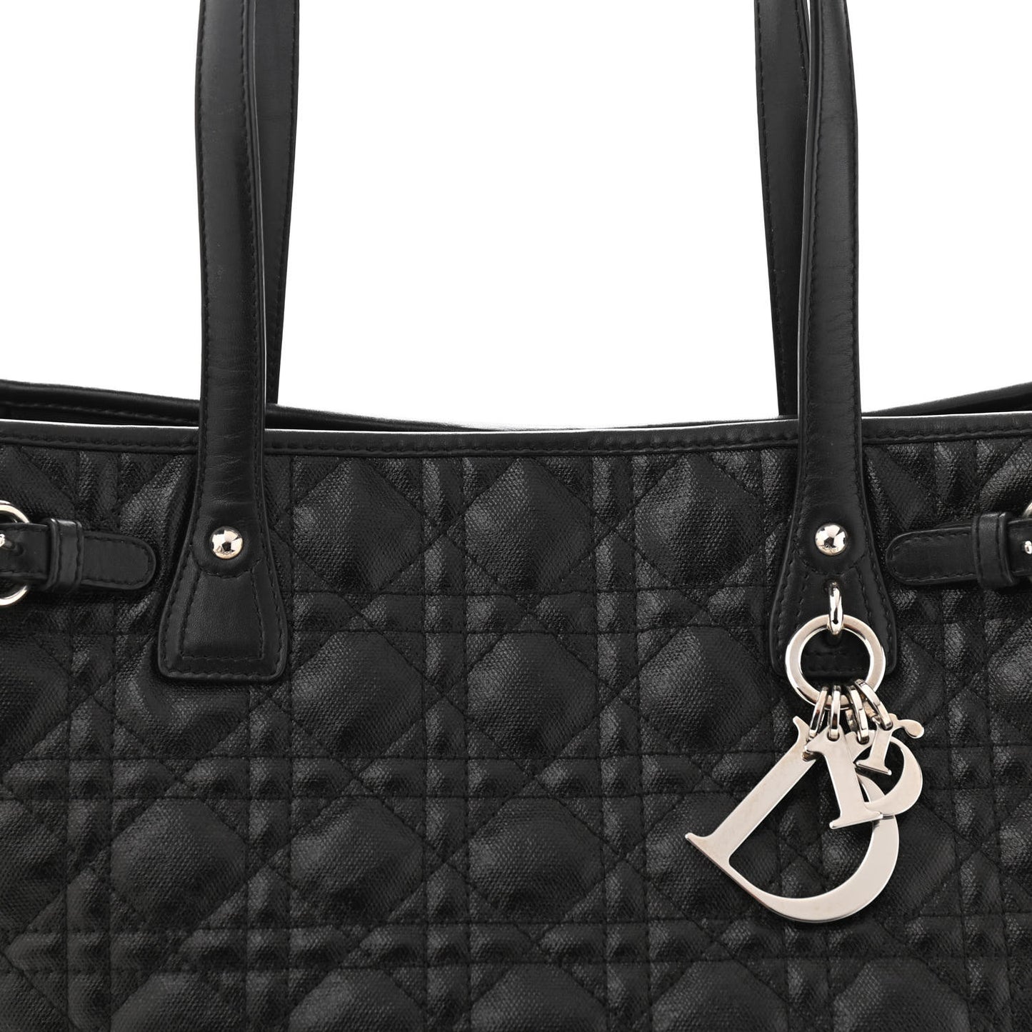 Coated Canvas Cannage Small Panarea Tote Black