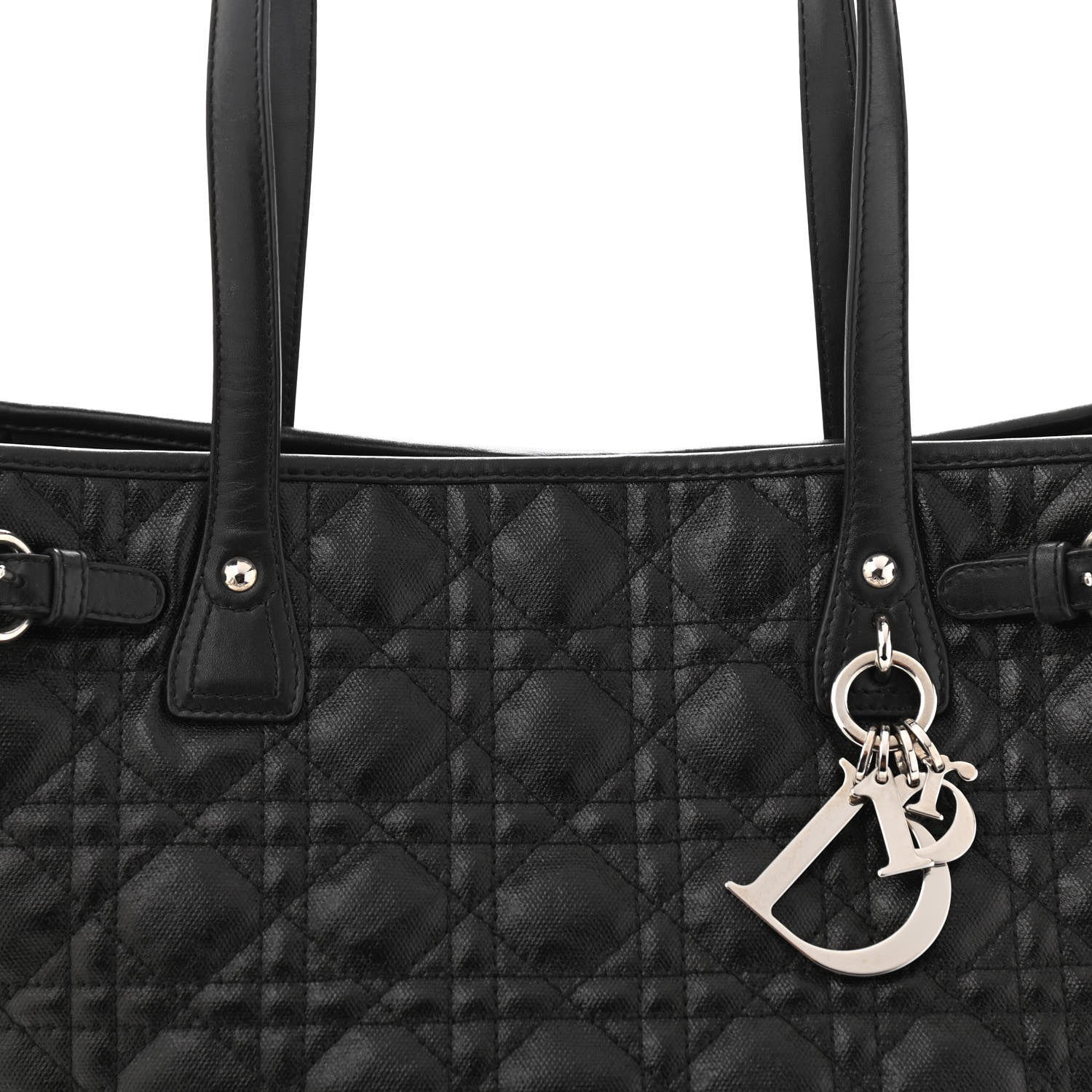 Christian Dior Coated Canvas Cannage Small Panarea Tote Black 7 of 9