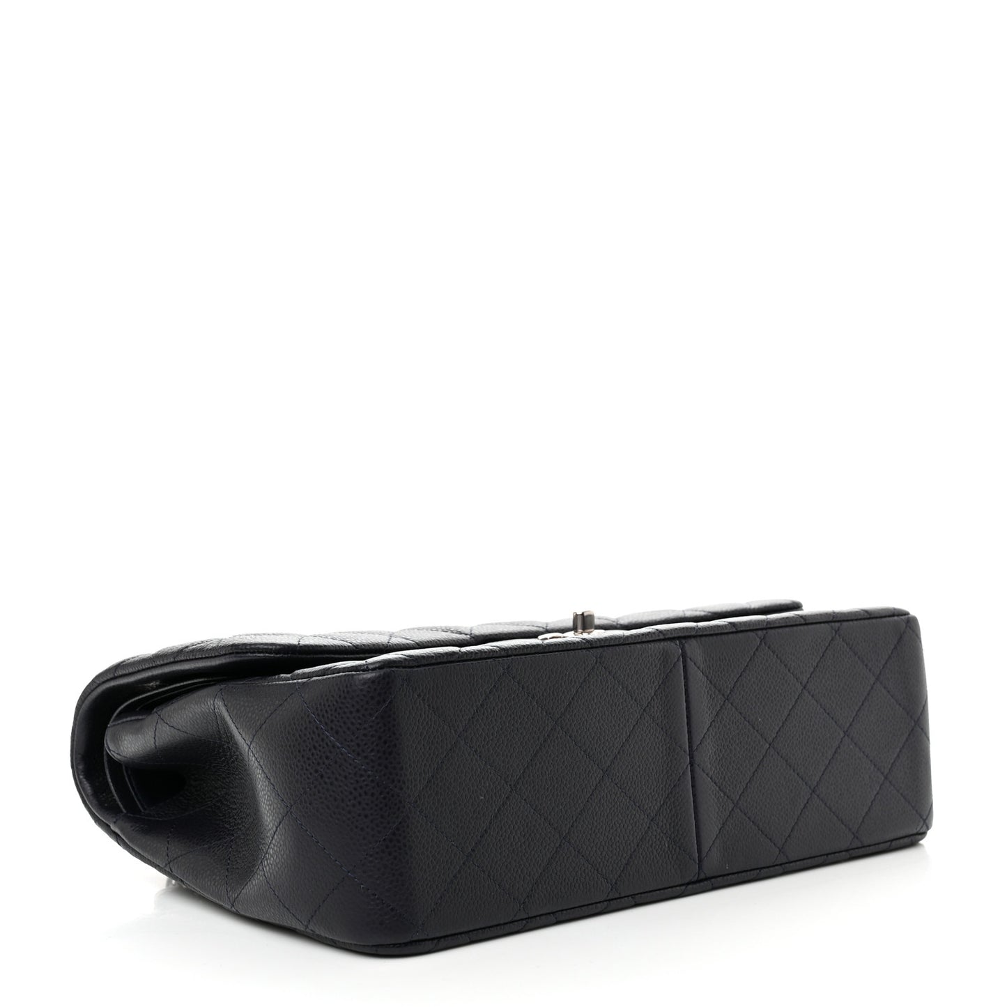 Caviar Quilted Jumbo Double Flap Navy Blue