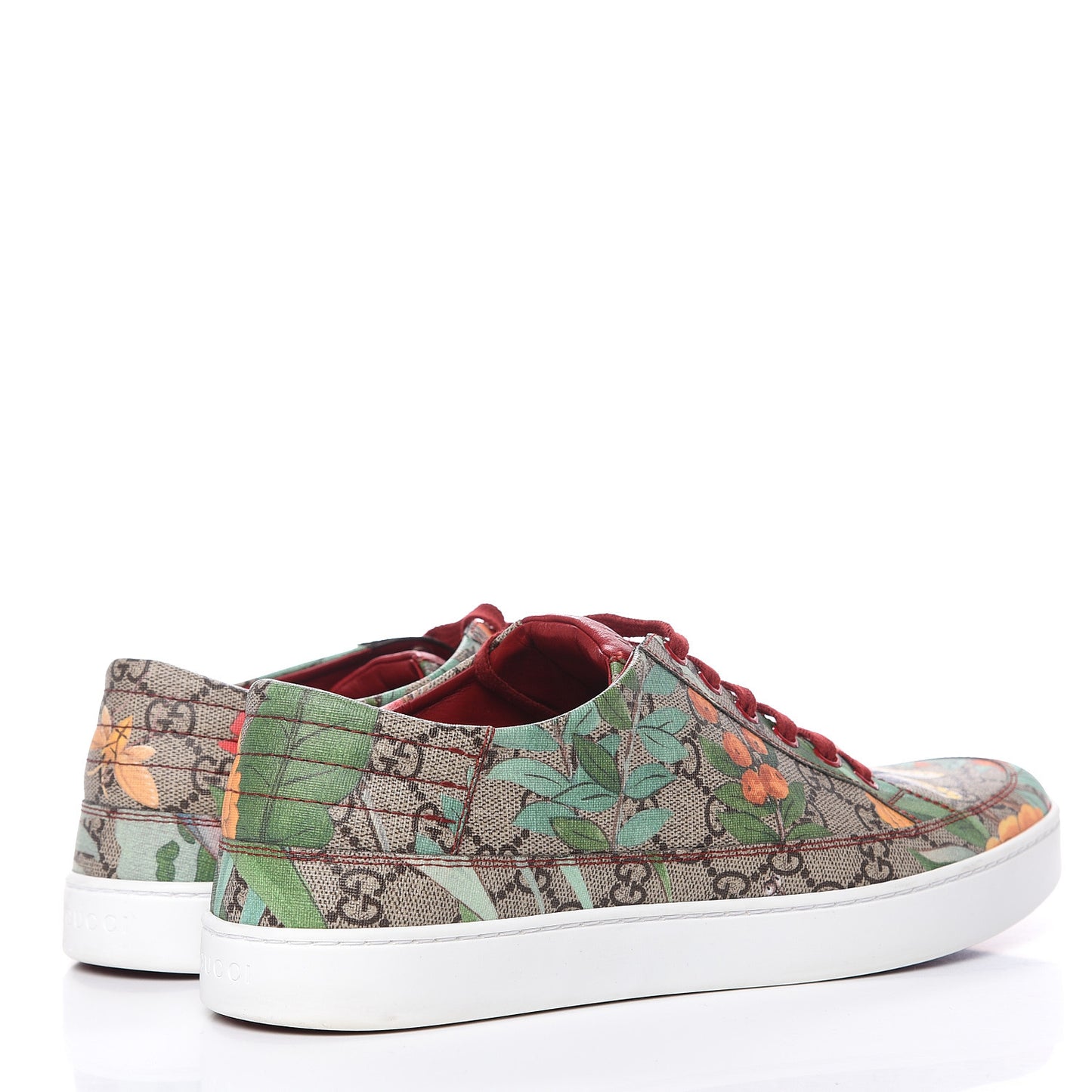 GG Supreme Monogram Tian Mens Low Top Sneakers 10.5 Beige Multicolor Red