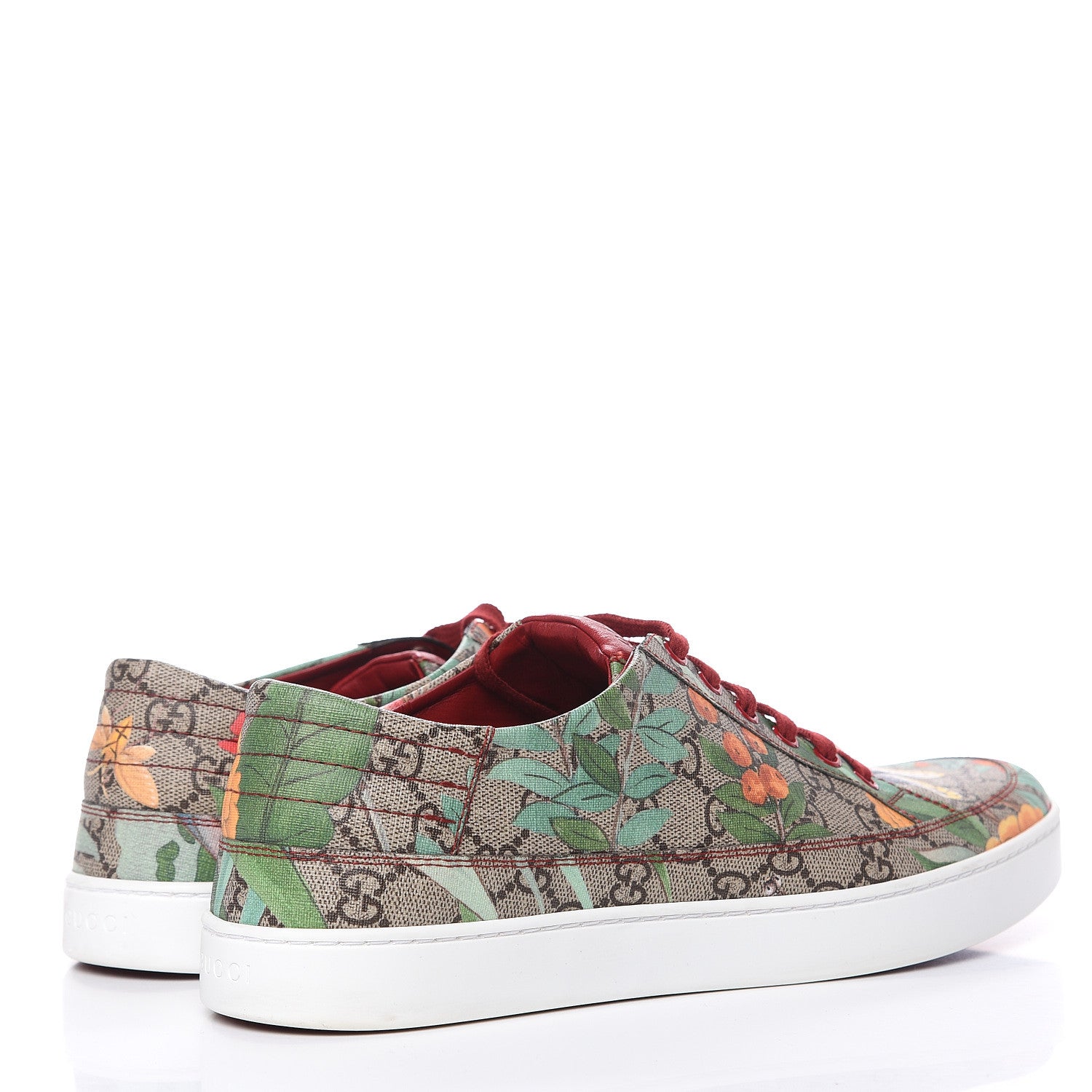 Gucci GG Supreme Monogram Tian Mens Low Top Sneakers 10.5 Beige Multicolor Red 4 of 9