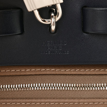 Hermes Vache Hunter Toile Herbag Zip 31 PM Etoupe Bleu Indigo 7 of 12