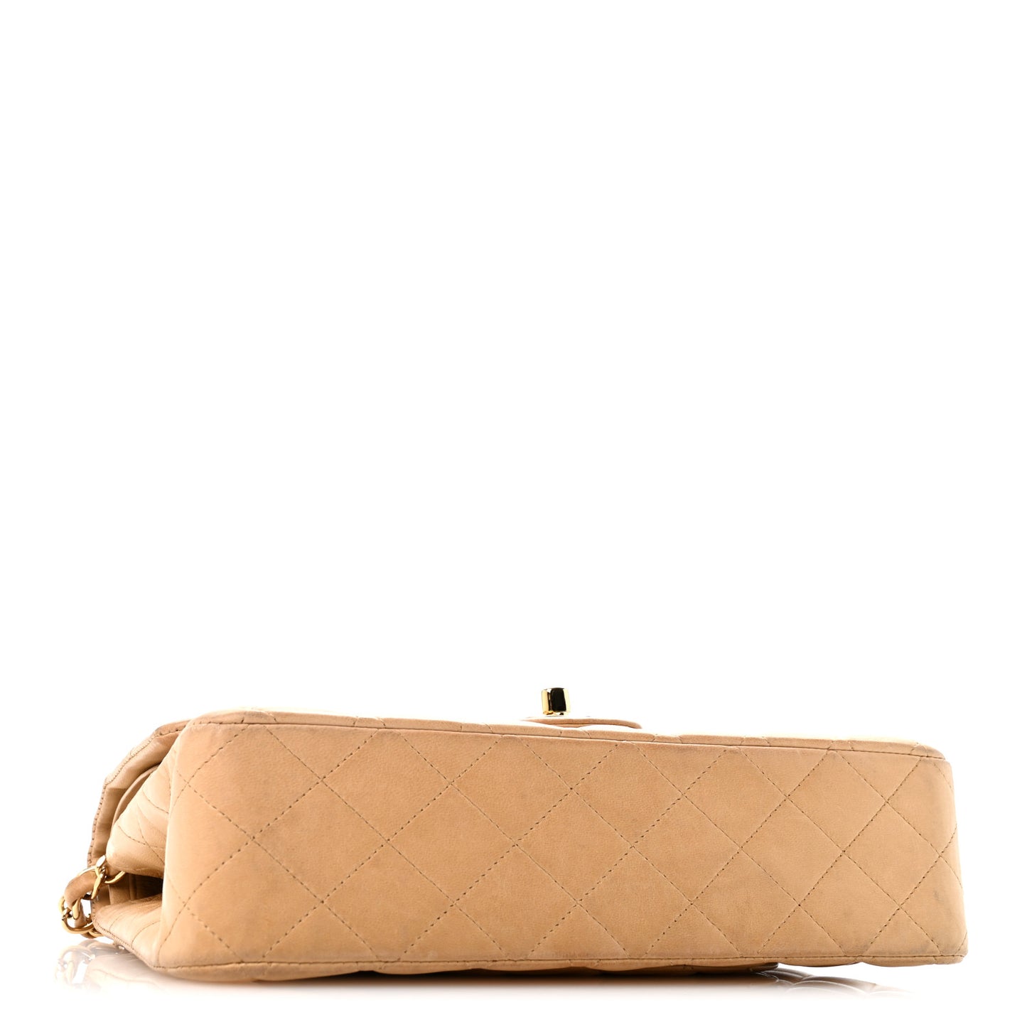Lambskin Quilted Medium Double Flap Beige