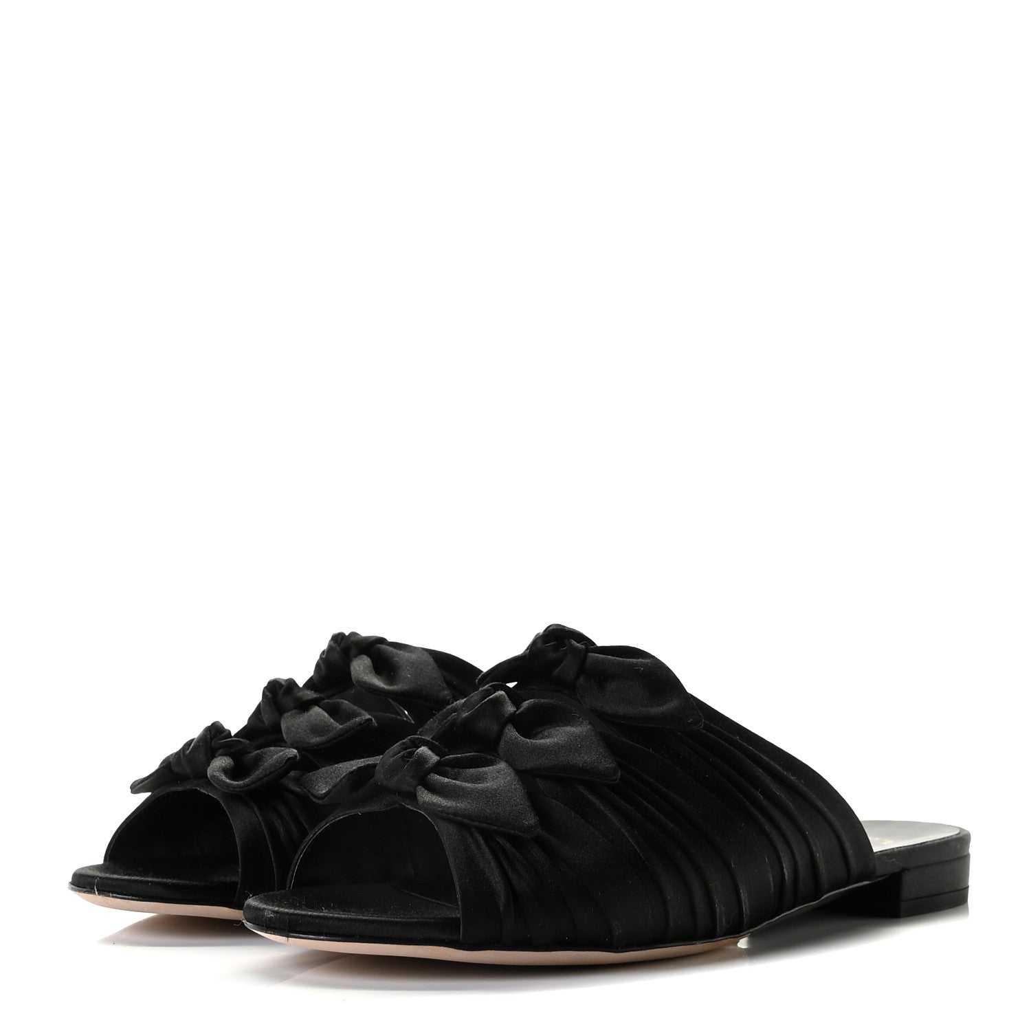 Chanel Satin Bow Mules 37.5 Black 2 of 11