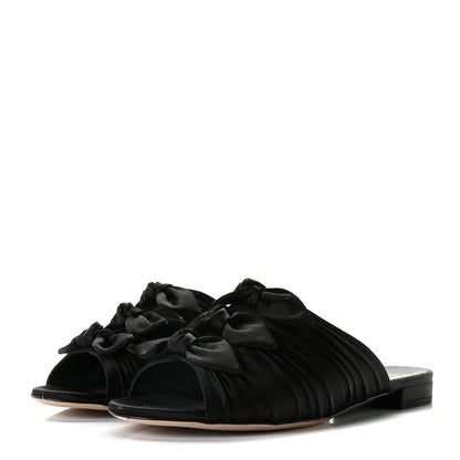 Chanel Satin Bow Mules 37.5 Black 2 of 11