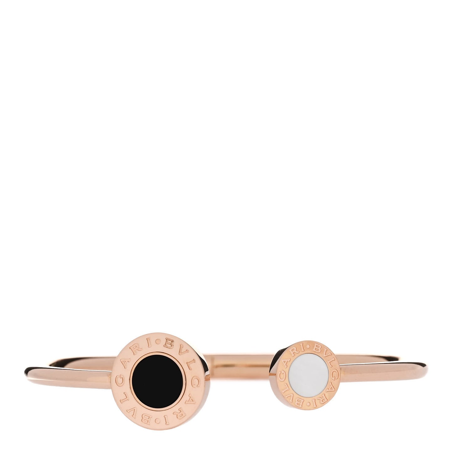 18K Rose Gold Mother of Pearl Malachite Black Onyx BVLGARI BVLGARI Flip Cuff Bracelet S