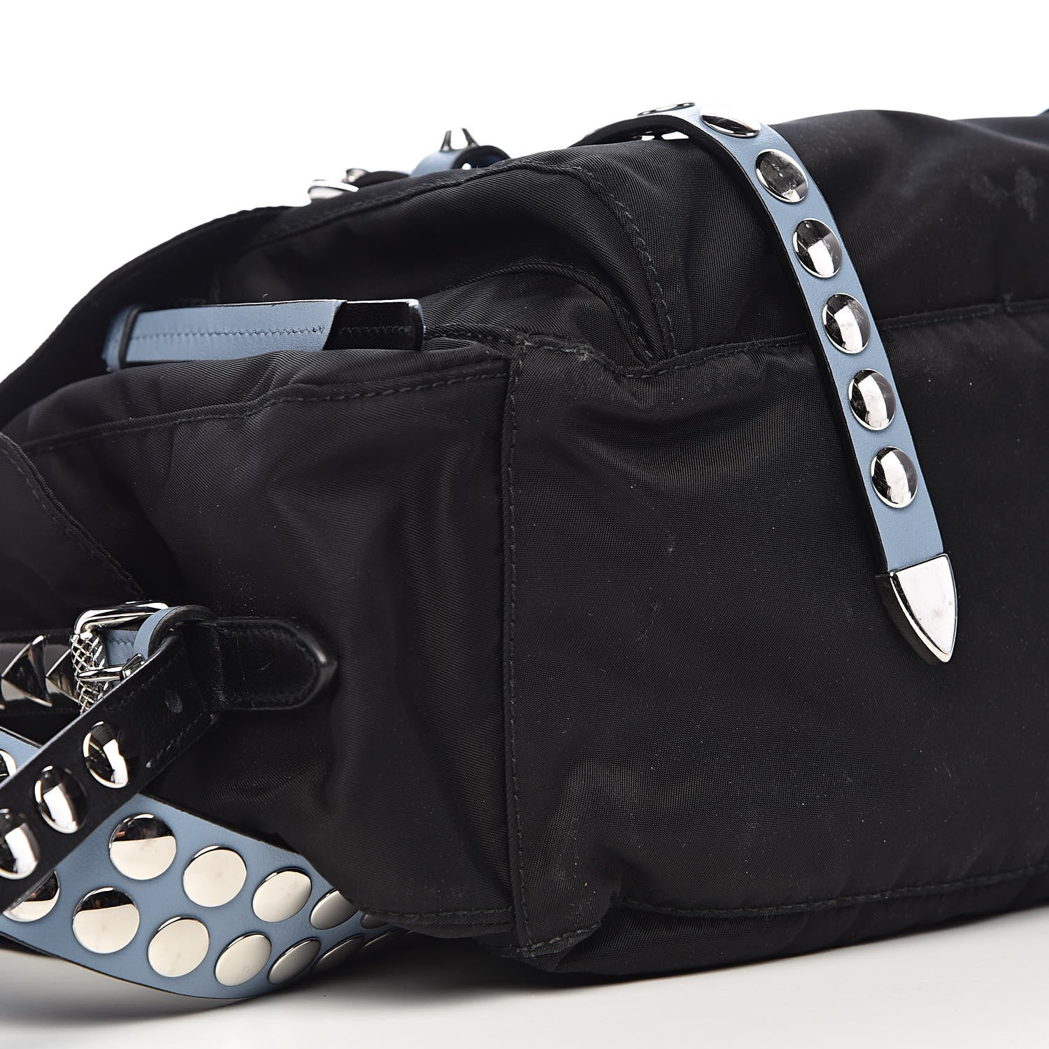 Prada Nylon New Vela Studded Messenger Black Astrale 8 of 11