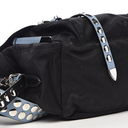 Prada Nylon New Vela Studded Messenger Black Astrale 9 of 13