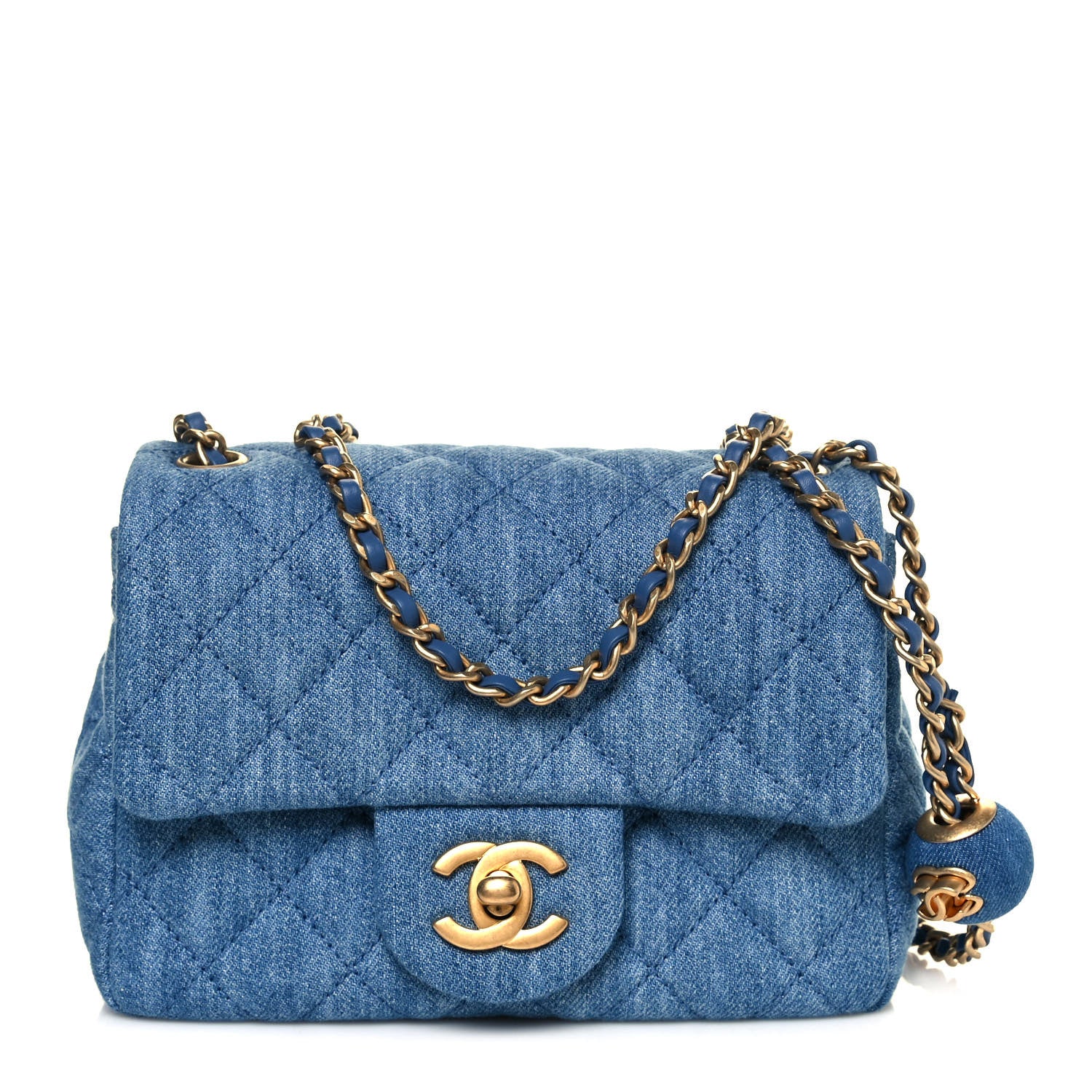 Chanel Denim Quilted Mini Pearl Crush Flap Blue 1 of 13