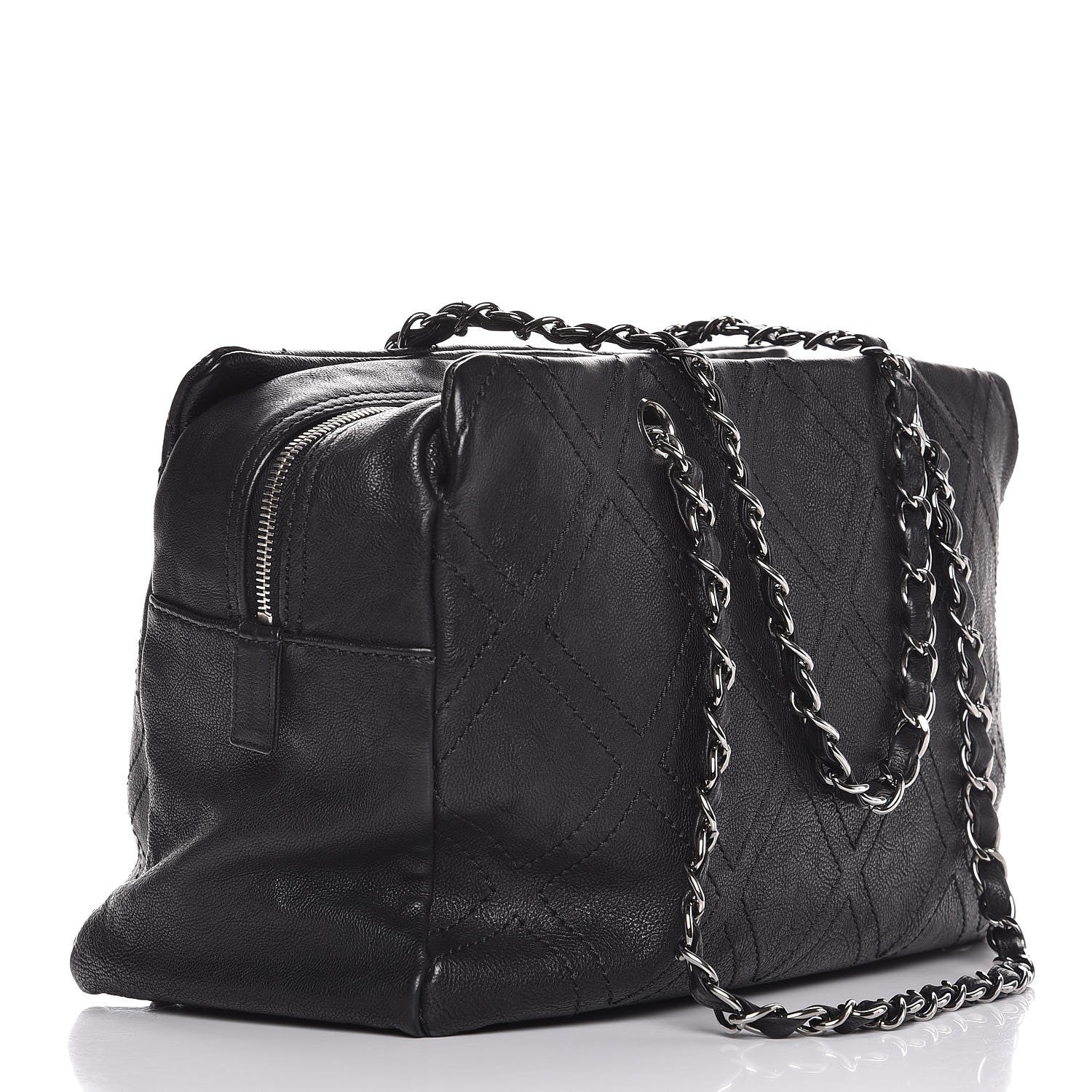 Chanel Calfskin Large Diamond Stitch Tote Black 3 of 11