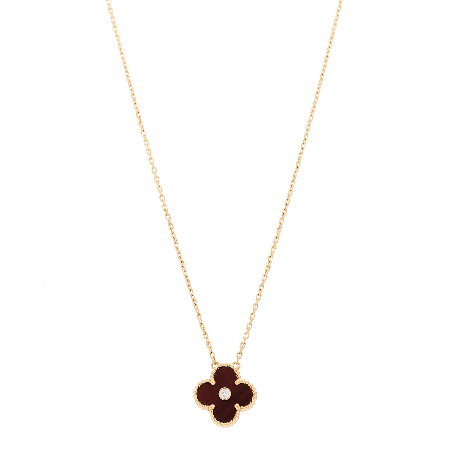 18K Rose Gold Diamond Bulls Eye Vintage Alhambra Pendant Necklace