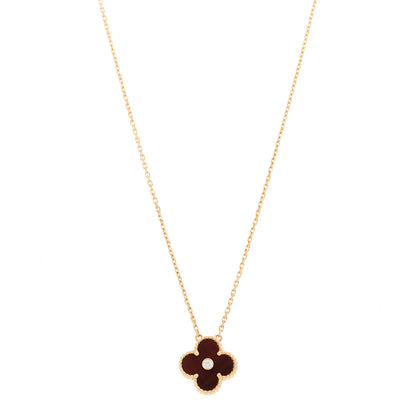 Van Cleef & Arpels 18K Rose Gold Diamond Bulls Eye Vintage Alhambra Pendant Necklace 1 of 5