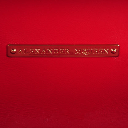 Alexander McQueen Patent Calfskin Britannia Skull Box Clutch Red Blue 6 of 7