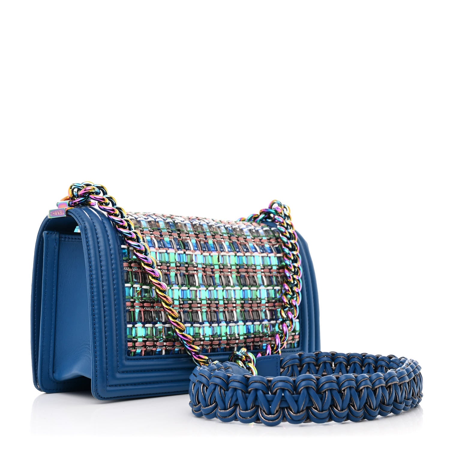 Chanel PVC Thread Woven Medium Boy Flap Dark Blue 3 of 12