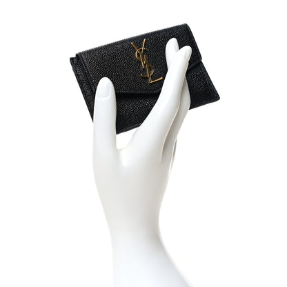 Saint Laurent Grain De Poudre Uptown Monogram Card Case Black 2 of 10