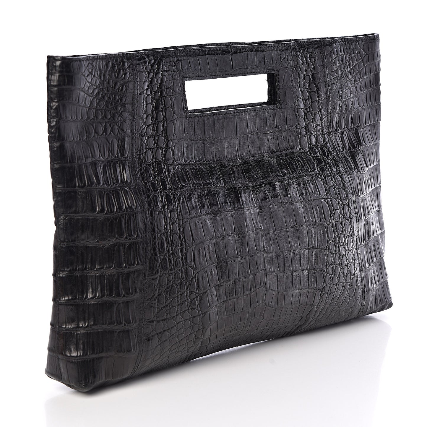 Crocodile Envelope Convertible Clutch Black