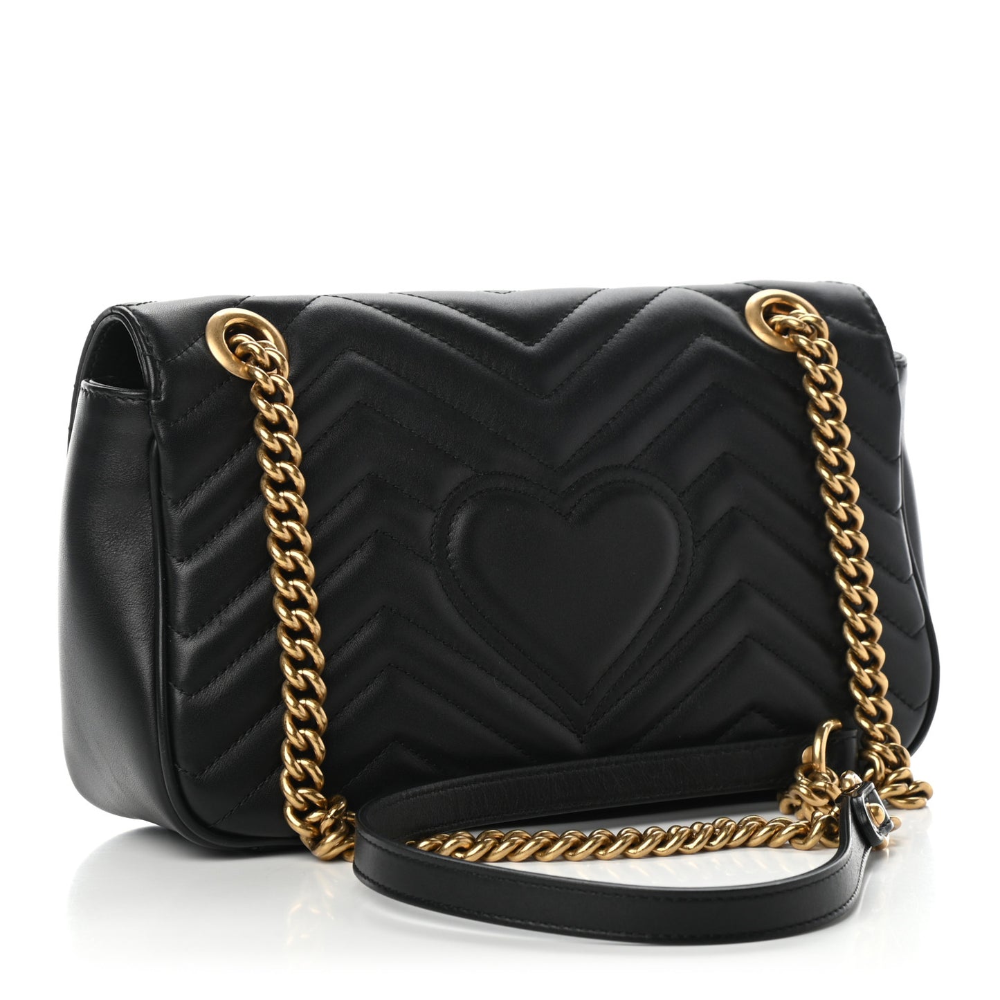 Calfskin Matelasse Small GG Marmont Shoulder Bag Black