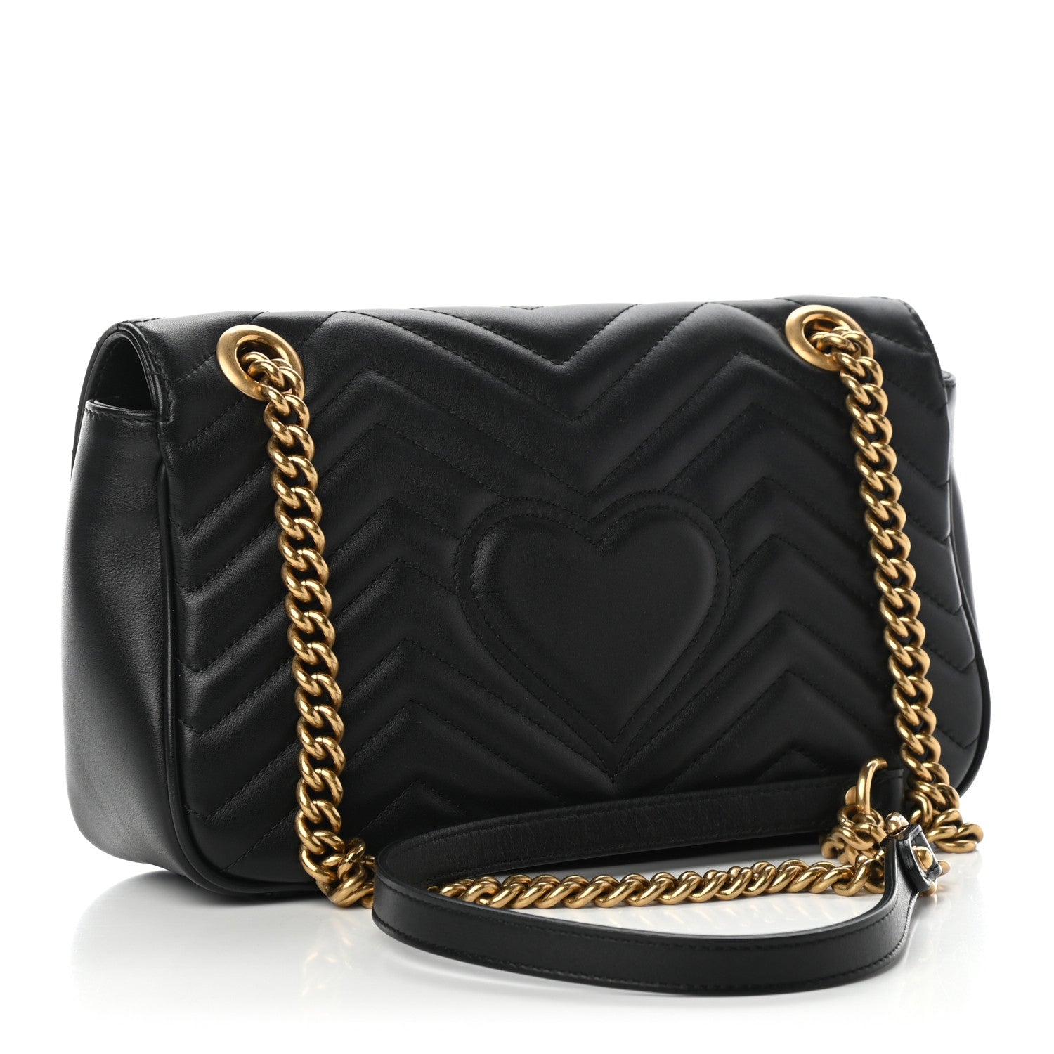 Gucci Calfskin Matelasse Small GG Marmont Shoulder Bag Black 2 of 5