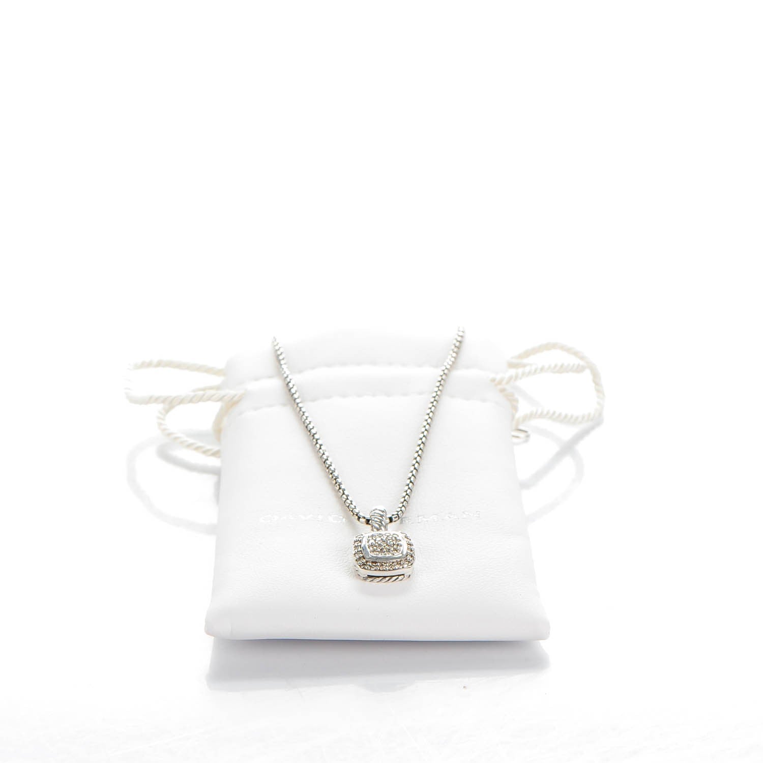 David Yurman Sterling Silver Diamond Pave 7mm Petite Albion Pendant Necklace 6 of 6