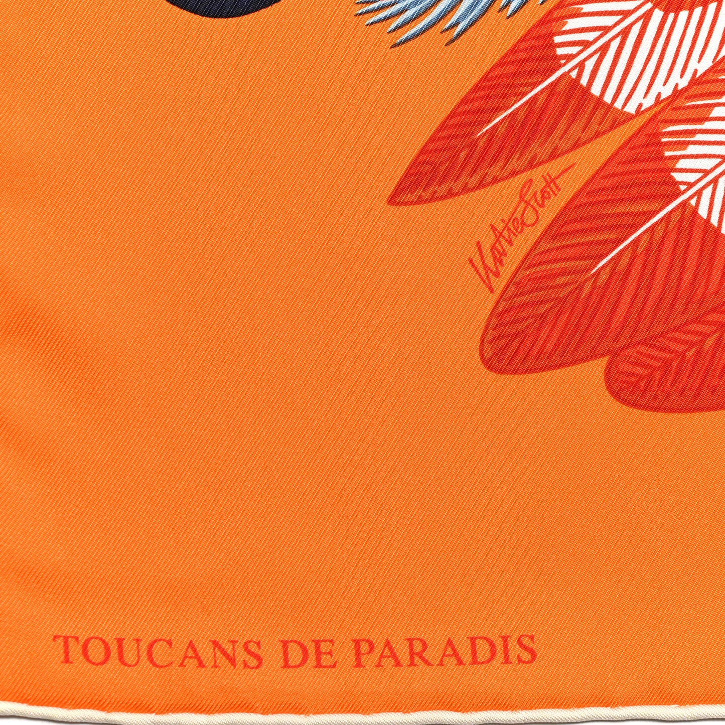 Silk Toucans De Paradis Scarf 90 Orange Marine Ciel