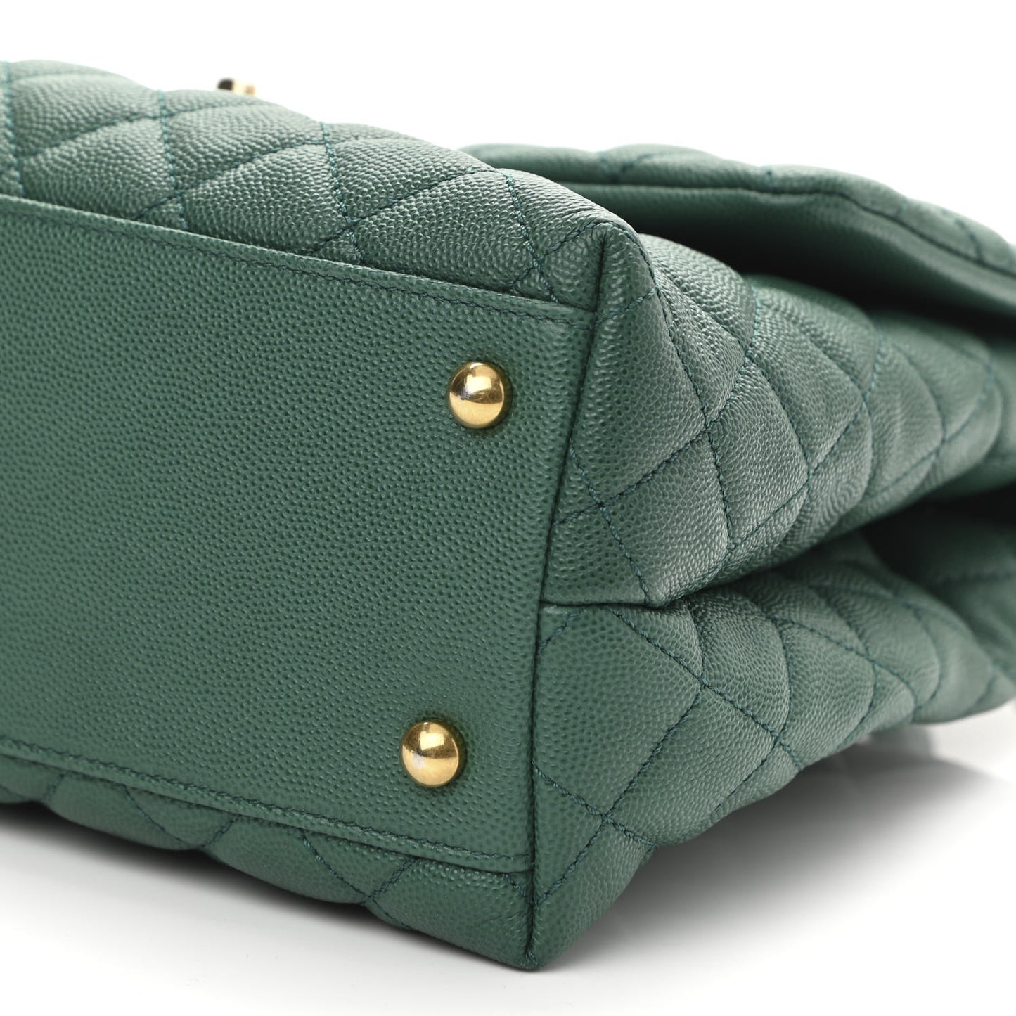 Caviar Quilted Medium Coco Handle Flap Green