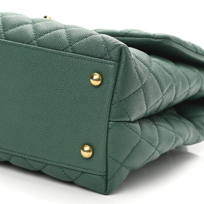 Chanel Caviar Quilted Medium Coco Handle Flap Green 9 of 9
