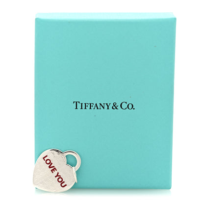 Tiffany Sterling Silver Enamel LOVE YOU Heart Charm Red 4 of 4