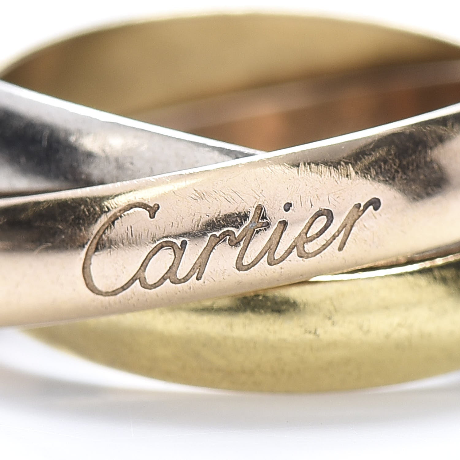 Cartier 18K Pink Yellow White Gold Classic Trinity Ring 48 4.5 4 of 7
