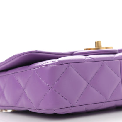 Chanel Lambskin Enamel Quilted Small Pending CC Square Flap Purple 9 of 10