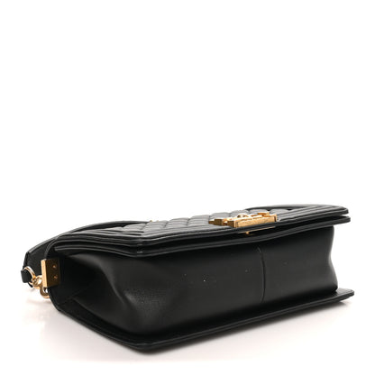 Chanel Calfskin Medium Boy Logo Top Handle Flap Black Black 4 of 10