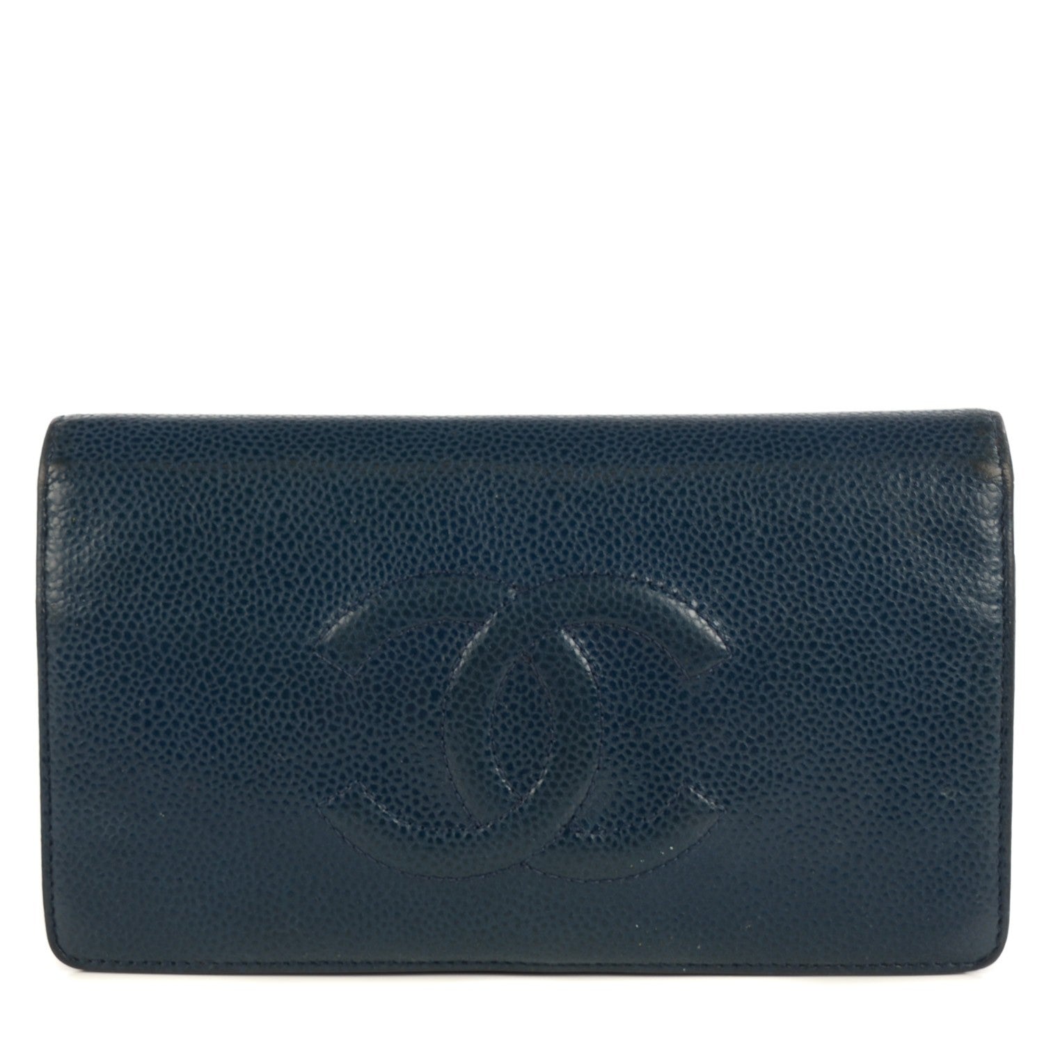 Chanel Caviar Timeless CC Yen Wallet Navy 1 of 8