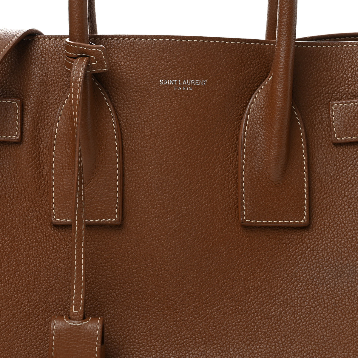 Grained Calfskin Topstitch Small Classic Sac De Jour Taupe