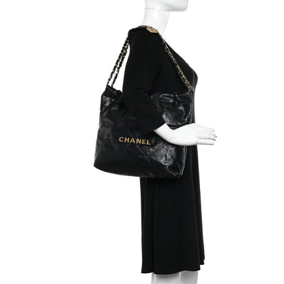 Chanel Shiny Calfskin Quilted Small Chanel 22 Black 2 of 16