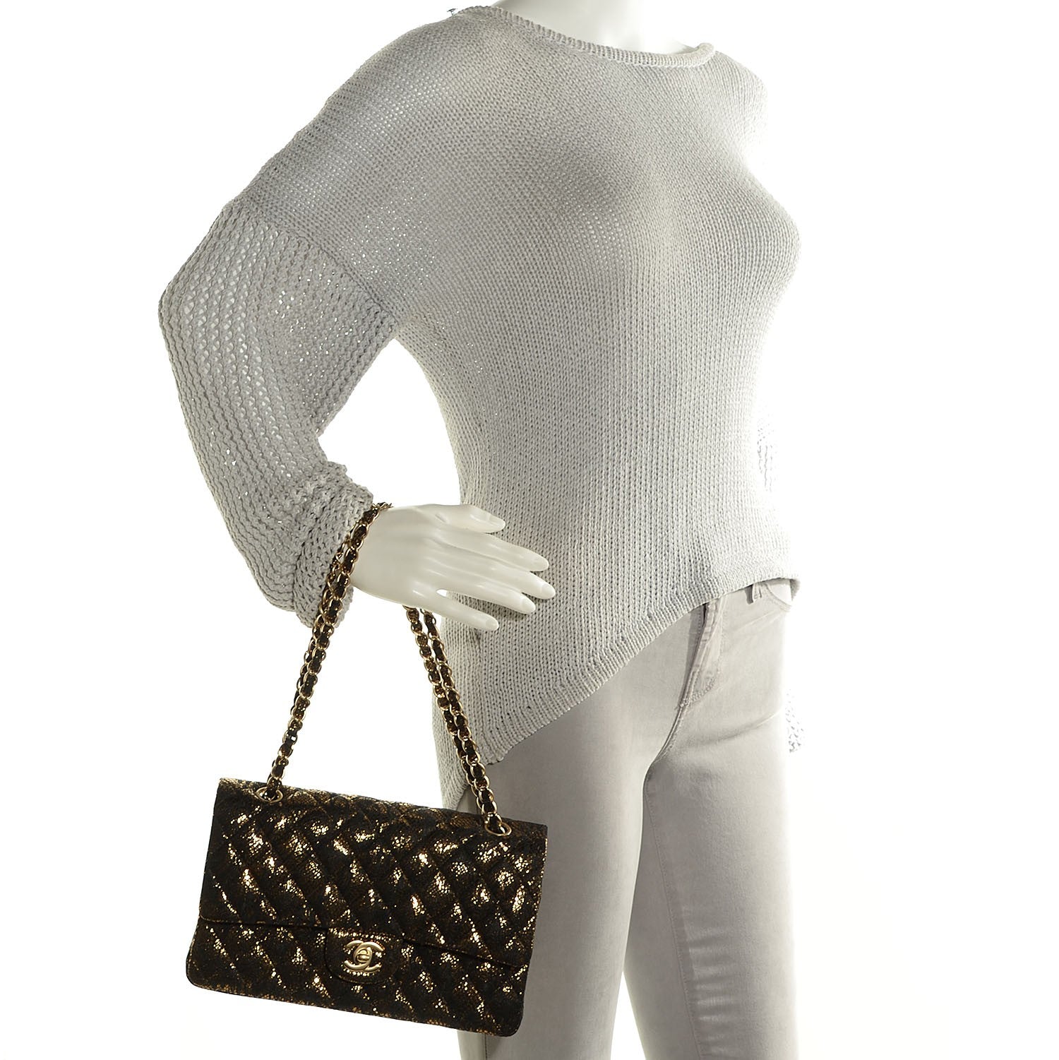Chanel Lace Metallic Goatskin Medium Double Flap Gold 3 of 8