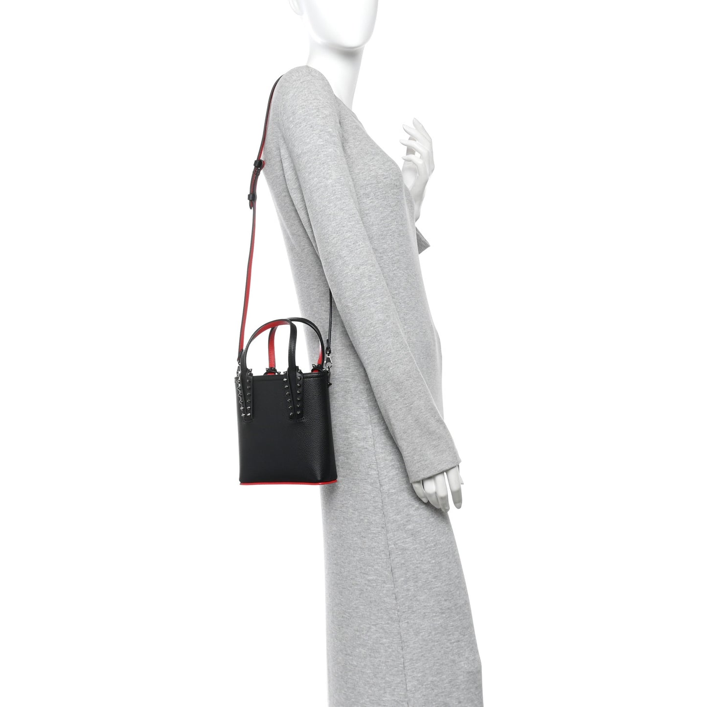 Calfskin Spikes Mini North South Cabata Tote Black