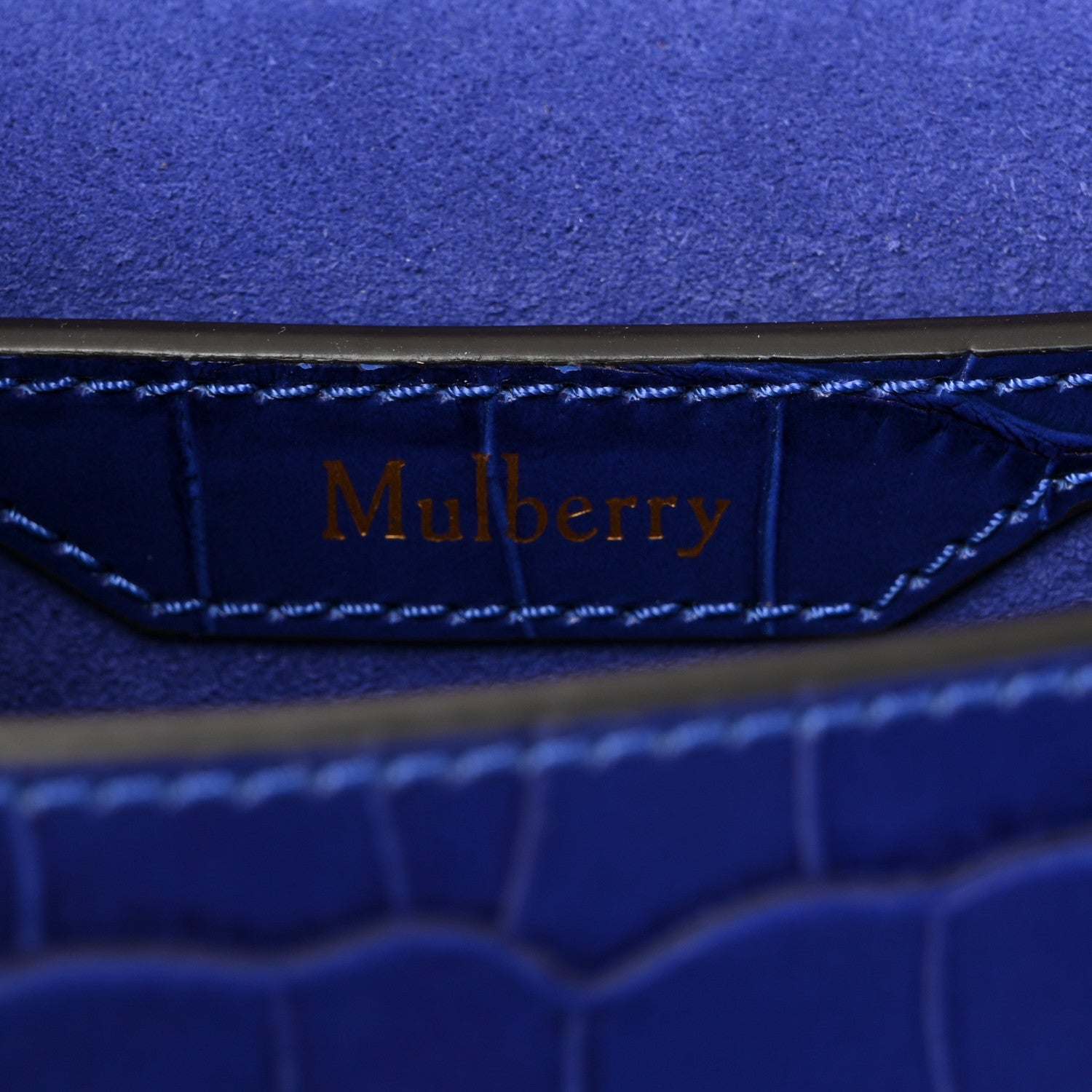 Mulberry Calfskin Crocodile Embossed Small Amberley Satchel Cobalt Blue 6 of 9