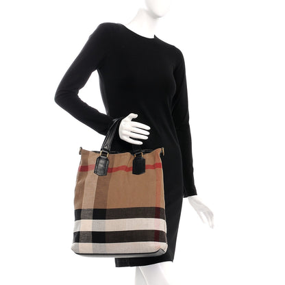 Burberry Canvas Mega Check Medium Tottenham Brit Tote Black 3 of 9