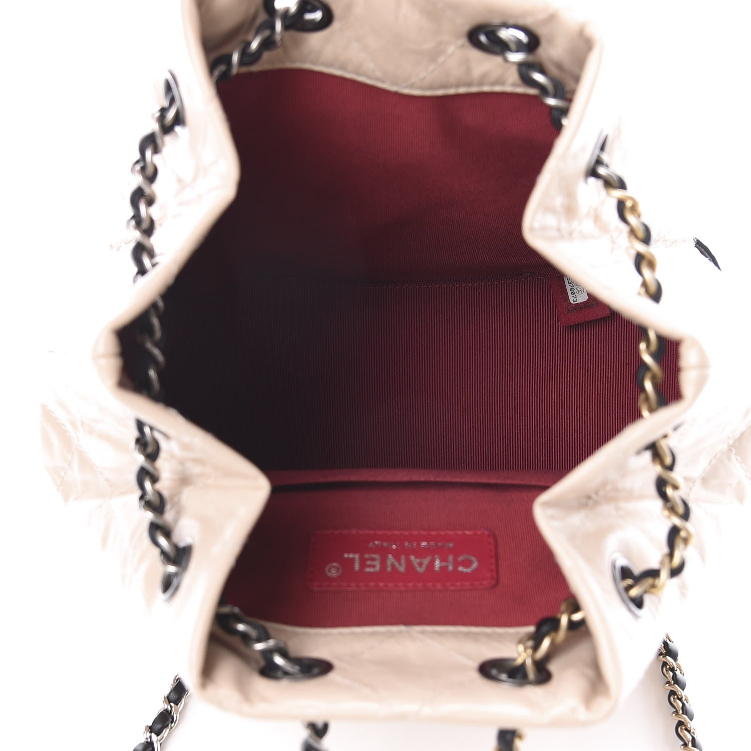 Chanel Aged Calfskin Quilted Small Gabrielle Backpack Beige Black 4 of 10