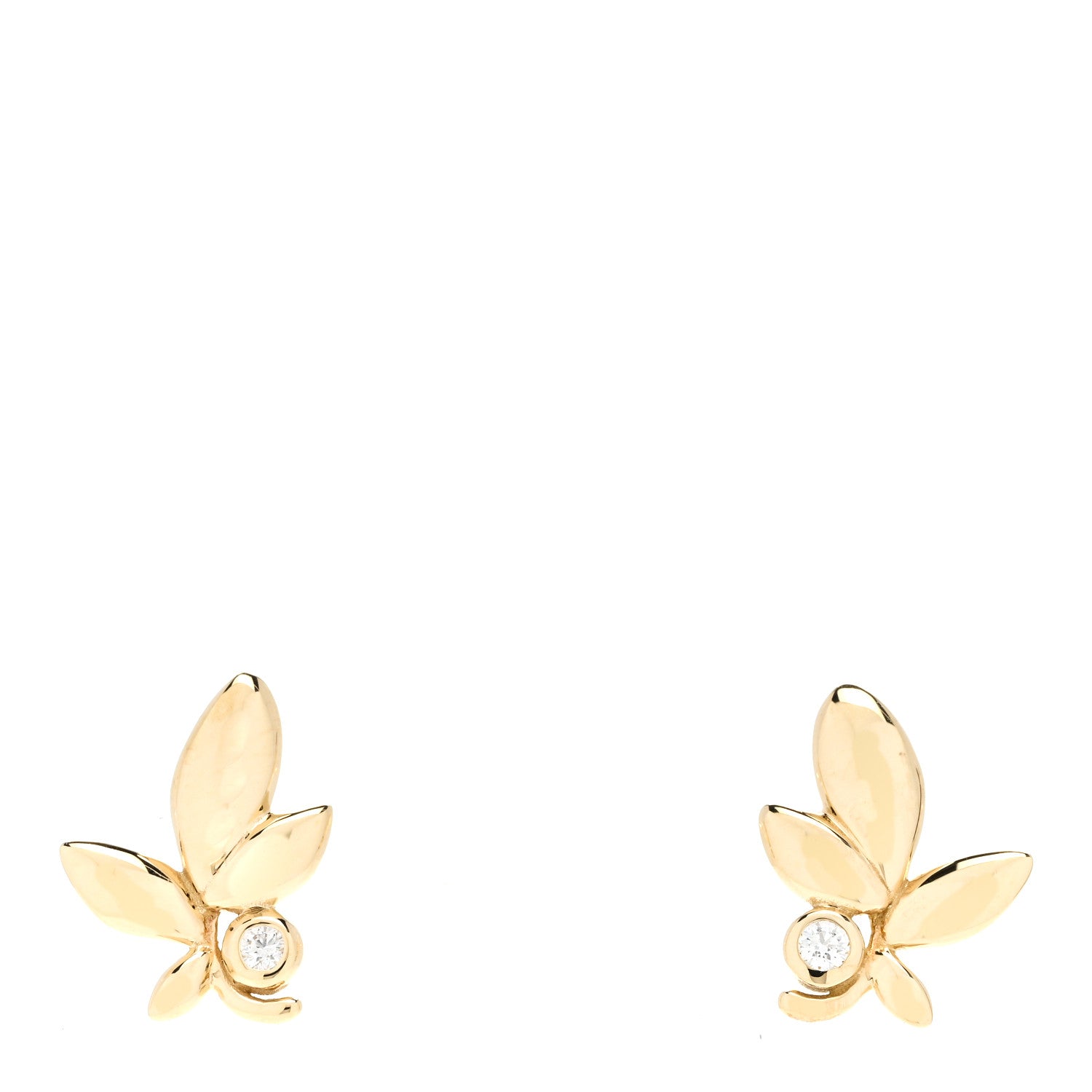 Tiffany 18K Yellow Gold Diamond Paloma Picasso Olive Leaf Earrings 1 of 5