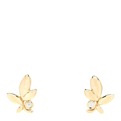 Tiffany 18K Yellow Gold Diamond Paloma Picasso Olive Leaf Earrings 1 of 5