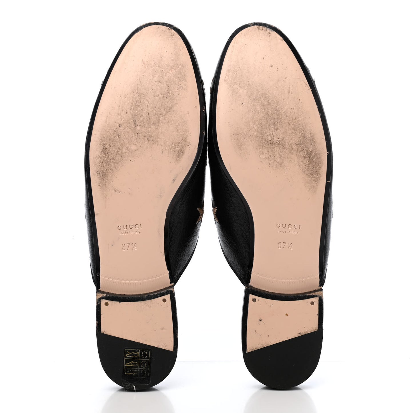 Goatskin Bee Star Embroidered Womens Princetown Slippers 37.5 Black