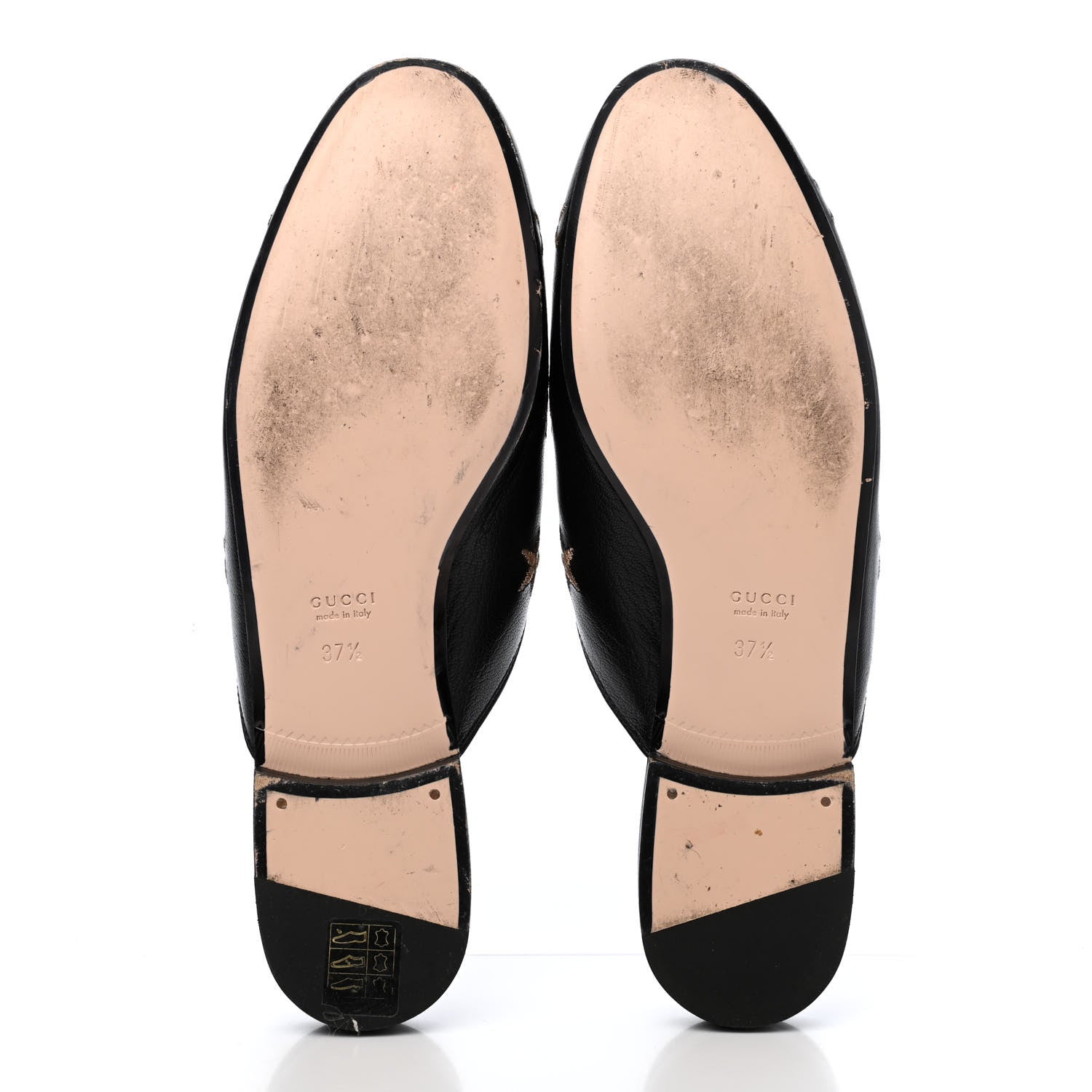 Gucci Goatskin Bee Star Embroidered Womens Princetown Slippers 37.5 Black 5 of 12