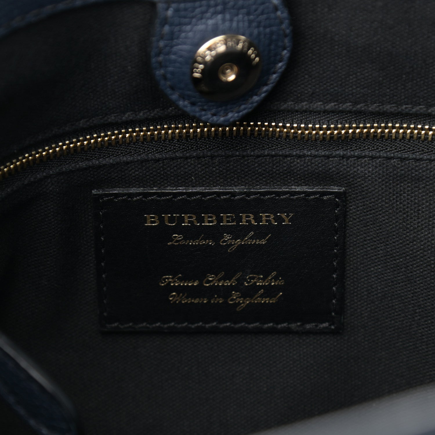 Burberry Grainy Calfskin House Check Medium Banner Tote Ink Blue 6 of 12